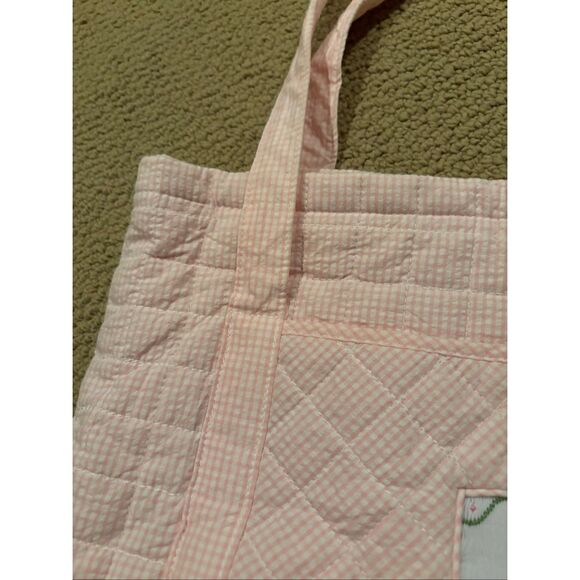 Little English Gingham Seersucker Smocked Bunny Tote - Picture 4 of 7